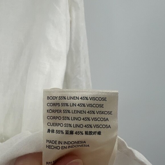 Pilcro by Anthropologie White Linen Blend Tuxedo Ruffle Button Down Blouse XS - Picture 4 of 5